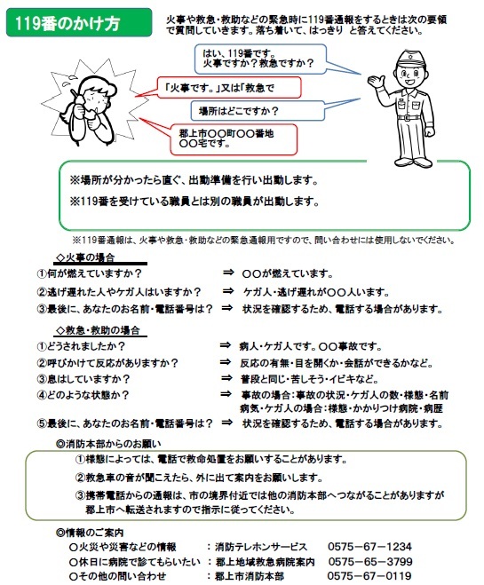 119番のかけ方系列図