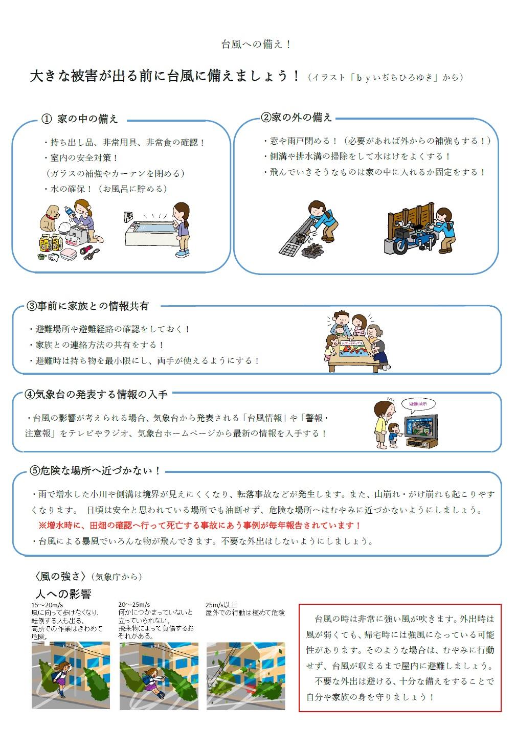 大きな被害が出る前に台風に備えましょう！