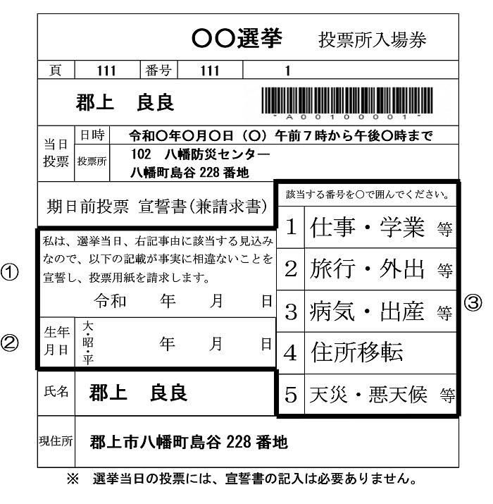 投票所入場券 と 期日前投票宣誓書 が1つになりました 郡上市 Gujo City